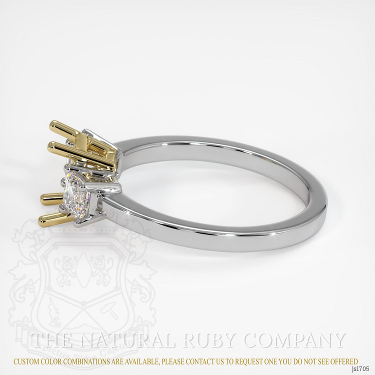 14K Yellow & White Three Stone Ring Setting