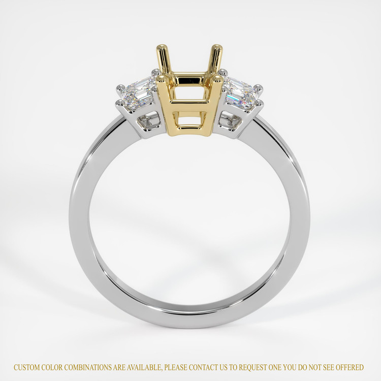 14K Yellow & White Three Stone Ring Setting