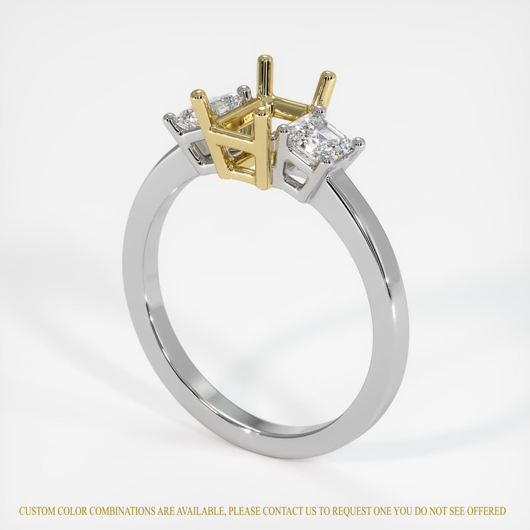 18K Yellow & White Three Stone Ring Setting