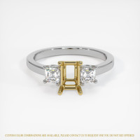 18K Yellow & White Three Stone Ring Setting Image
