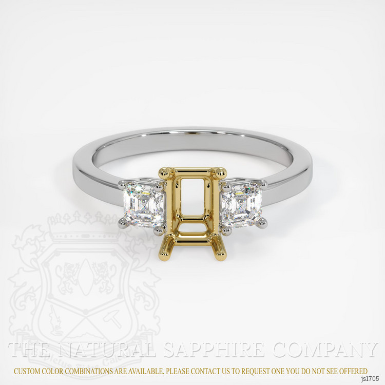 18K Yellow & White Three Stone Ring Setting