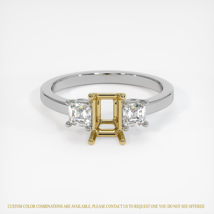 18K Yellow & White Three Stone Ring Setting