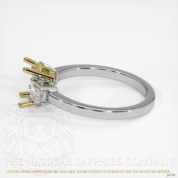 18K Yellow & White Three Stone Ring Setting