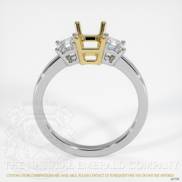 18K Yellow & White Three Stone Ring Setting