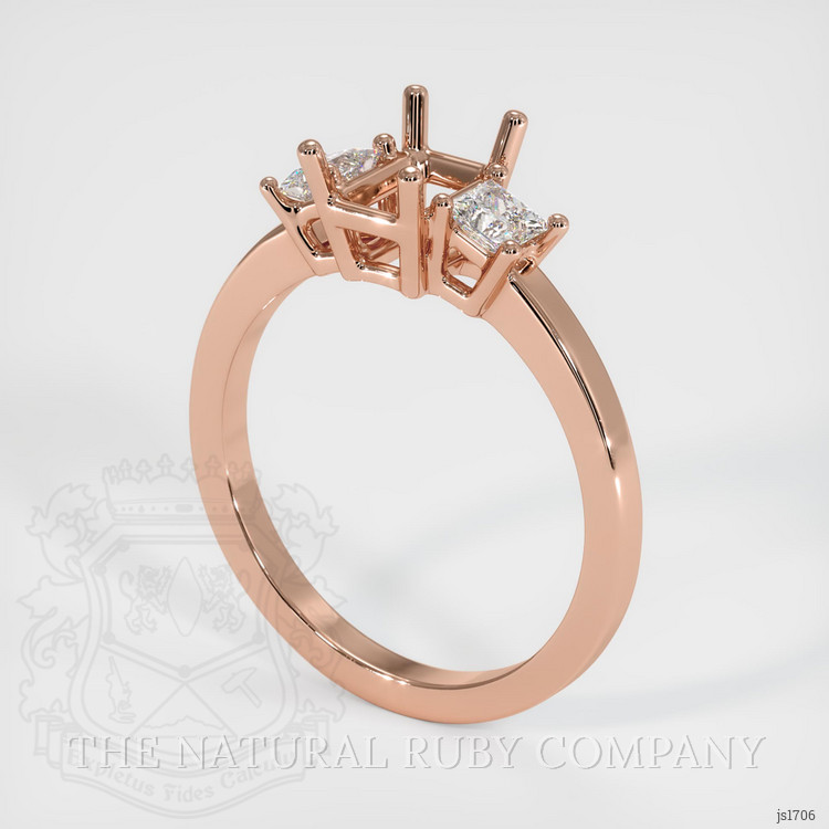 14K Rose Gold Three Stone Ring Setting
