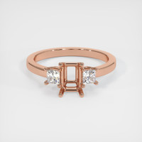 14K Rose Gold Three Stone Ring Setting Image