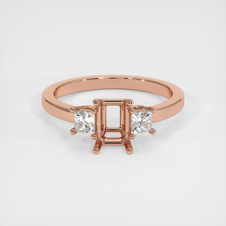 14K Rose Gold Three Stone Ring Setting