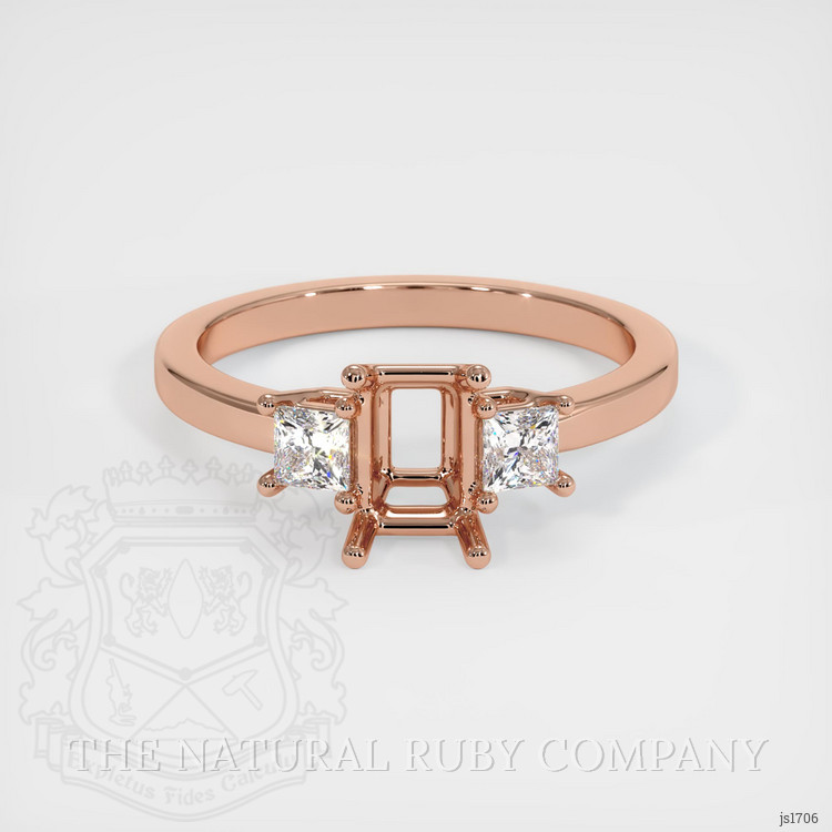 14K Rose Gold Three Stone Ring Setting