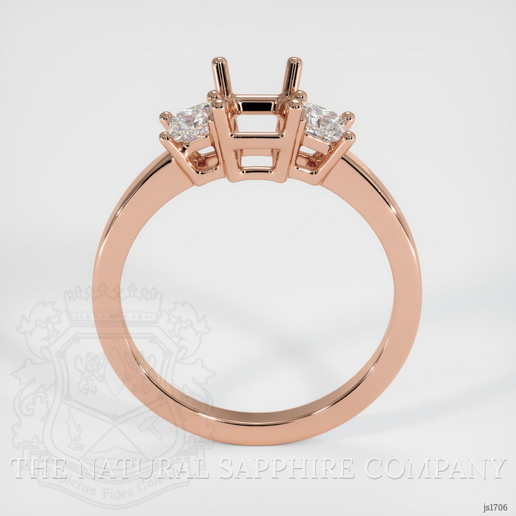 14K Rose Gold Three Stone Ring Setting