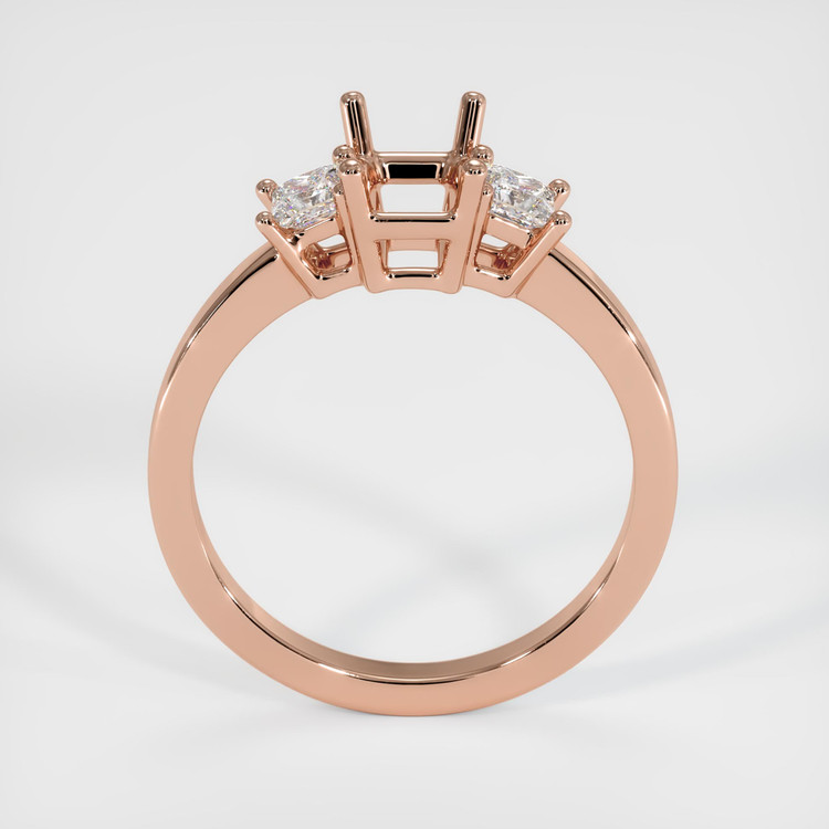 14K Rose Gold Three Stone Ring Setting
