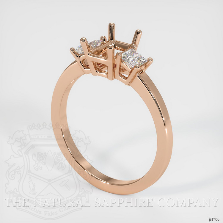 18K Rose Gold Three Stone Ring Setting