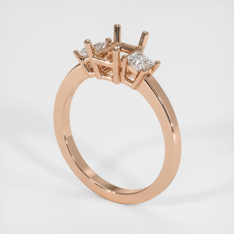 18K Rose Gold Three Stone Ring Setting