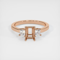 18K Rose Gold Three Stone Ring Setting Image
