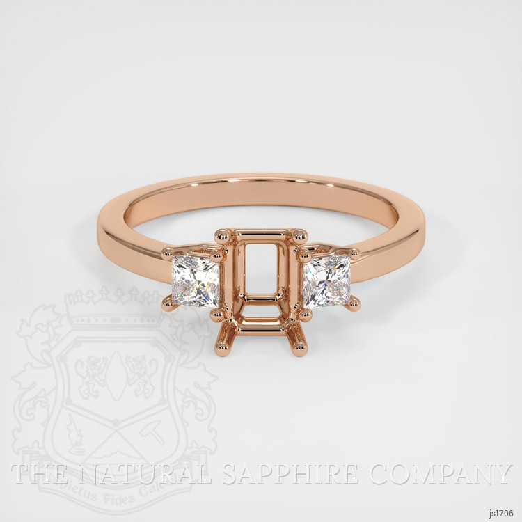18K Rose Gold Three Stone Ring Setting