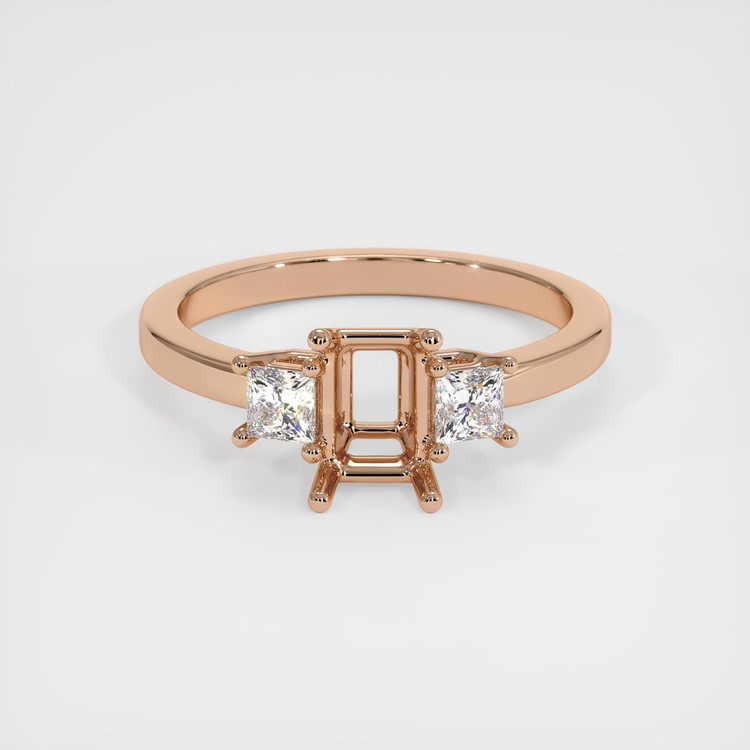 18K Rose Gold Three Stone Ring Setting