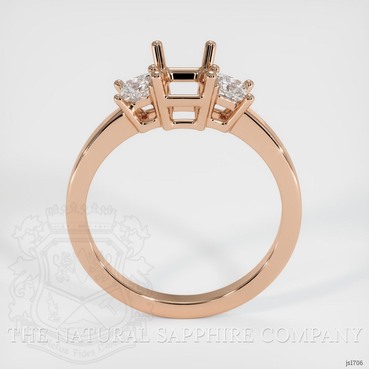 18K Rose Gold Three Stone Ring Setting