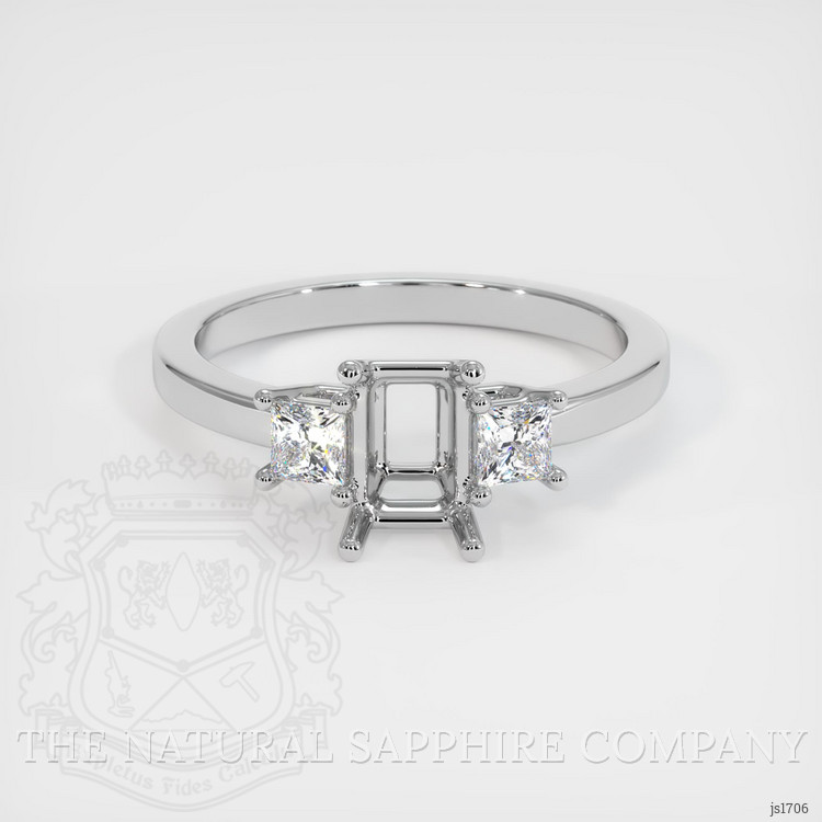 10K White Gold Three Stone Ring Setting