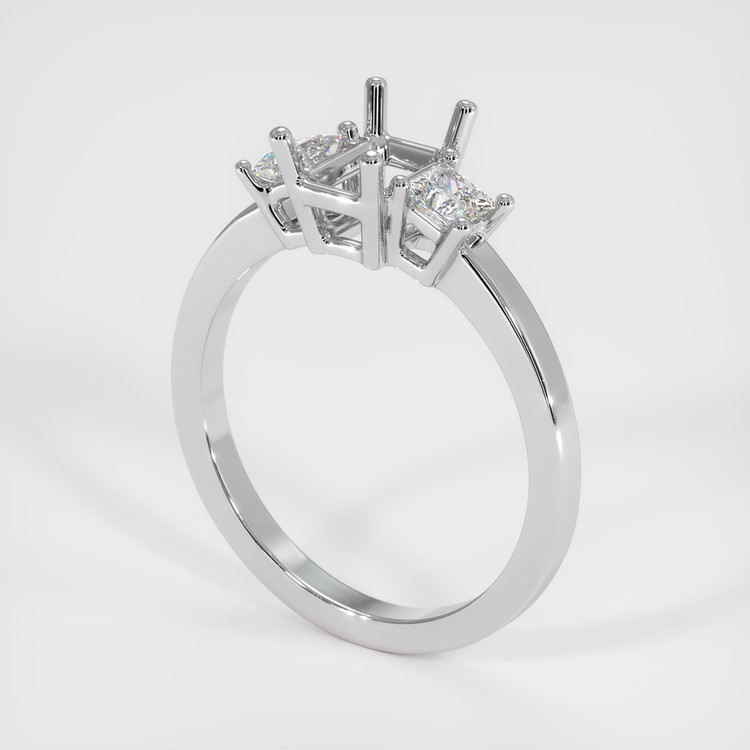 18K White Gold Three Stone Ring Setting