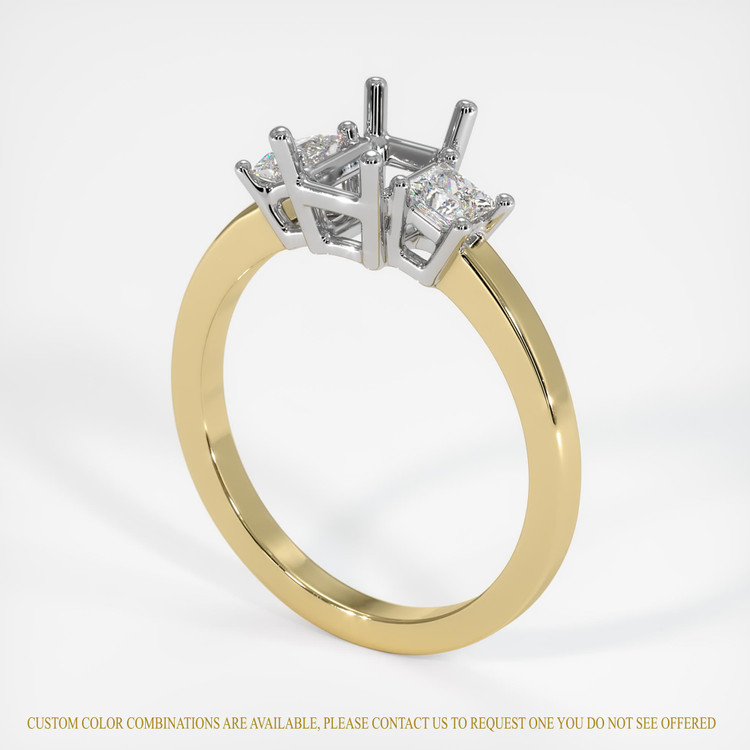 14K White & Yellow Three Stone Ring Setting