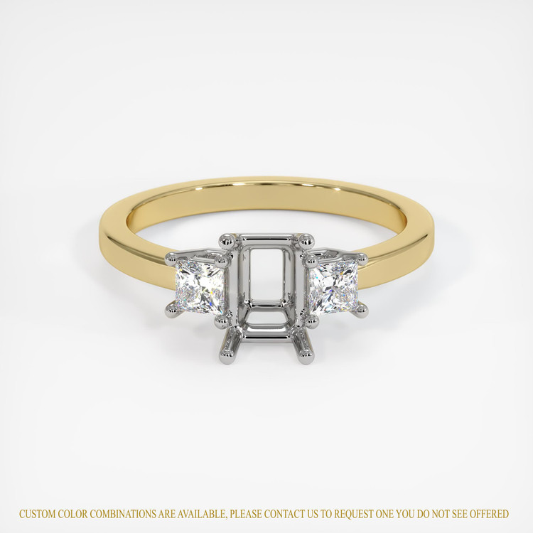14K White & Yellow Three Stone Ring Setting