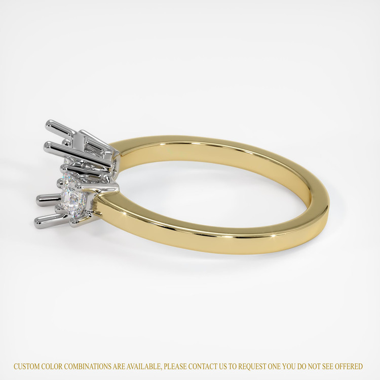 14K White & Yellow Three Stone Ring Setting