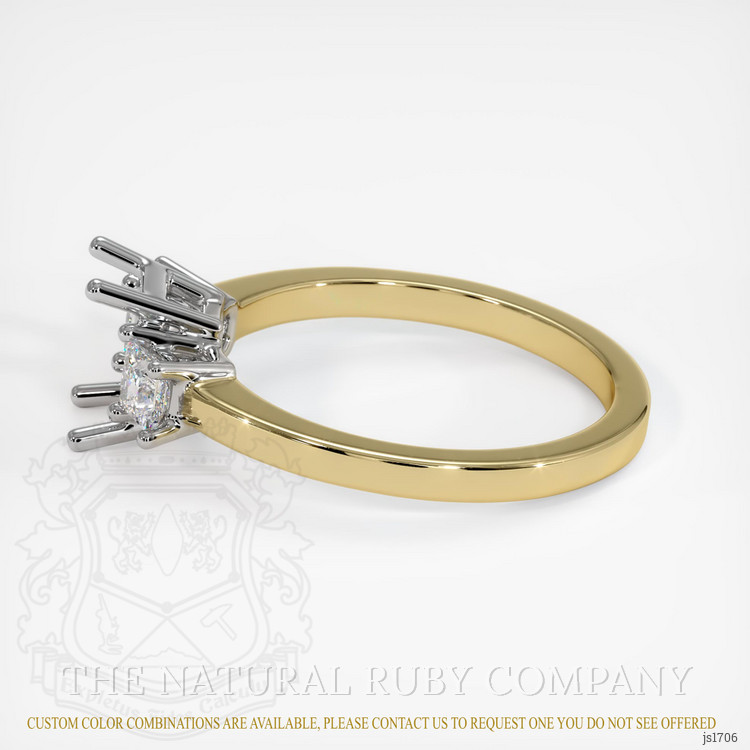 14K White & Yellow Three Stone Ring Setting