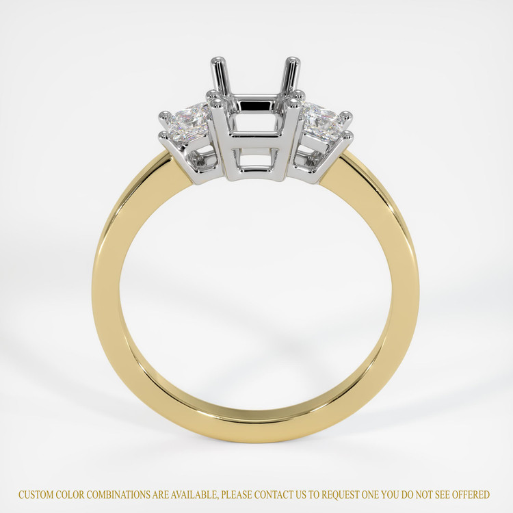 14K White & Yellow Three Stone Ring Setting