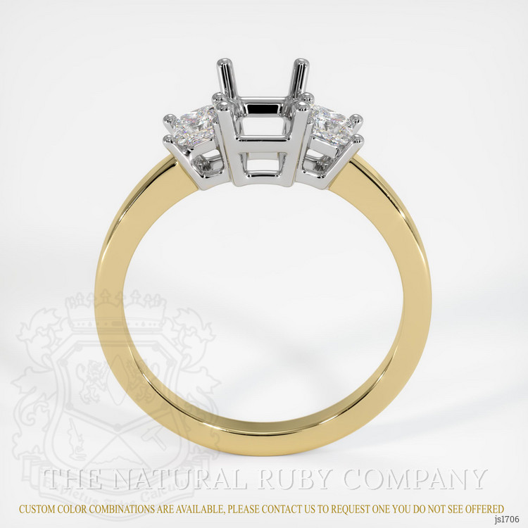 14K White & Yellow Three Stone Ring Setting