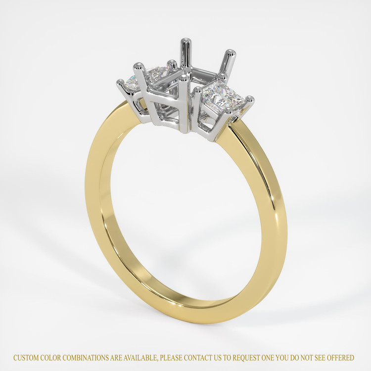 18K White & Yellow Three Stone Ring Setting