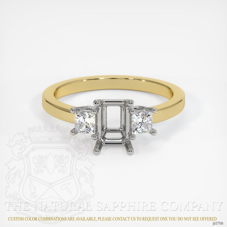 18K White & Yellow Three Stone Ring Setting