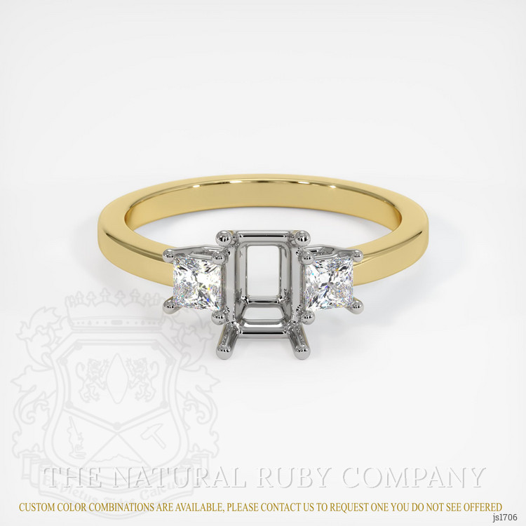 18K White & Yellow Three Stone Ring Setting