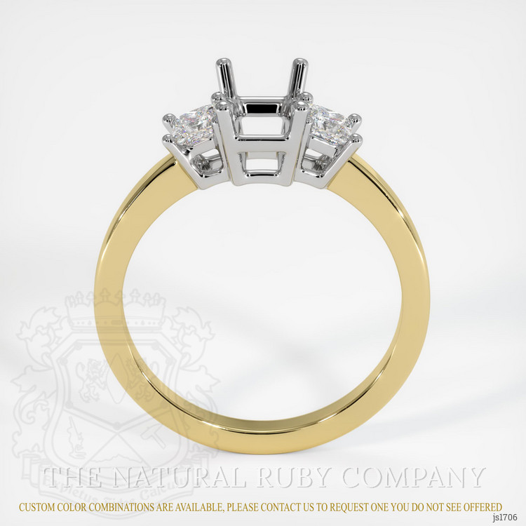 18K White & Yellow Three Stone Ring Setting