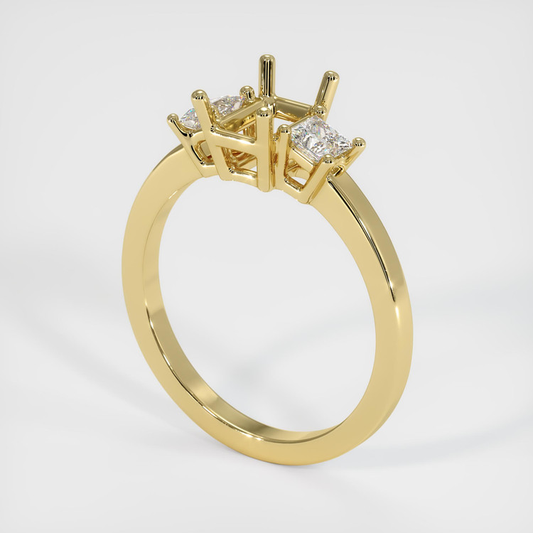 18K Yellow Gold Three Stone Ring Setting
