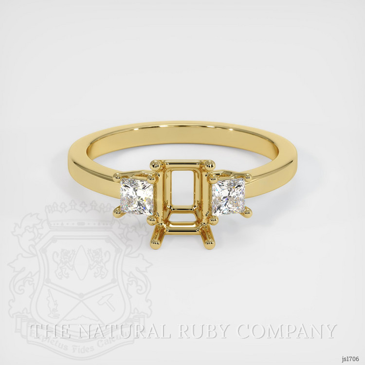 18K Yellow Gold Three Stone Ring Setting
