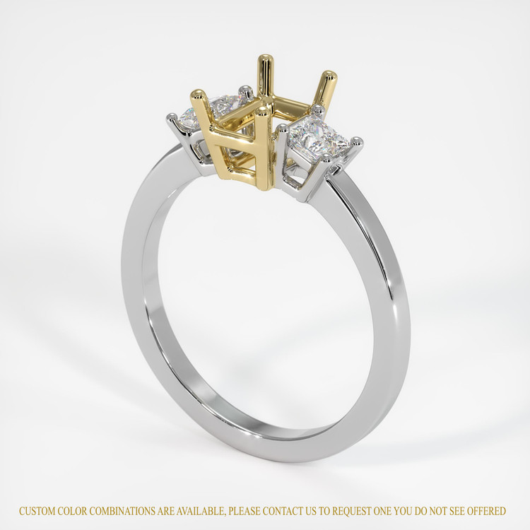 14K Yellow & White Three Stone Ring Setting