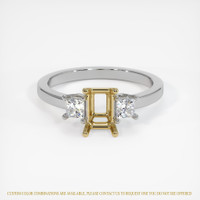 14K Yellow & White Three Stone Ring Setting Image