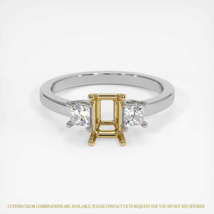 14K Yellow & White Three Stone Ring Setting