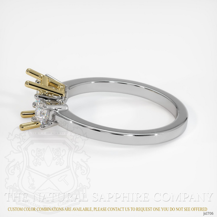 14K Yellow & White Three Stone Ring Setting