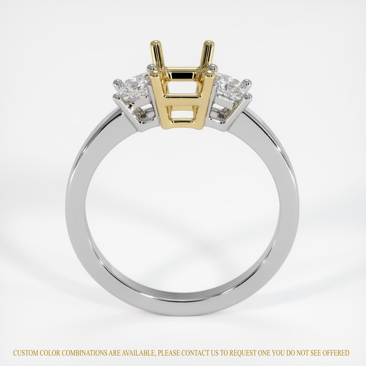 14K Yellow & White Three Stone Ring Setting