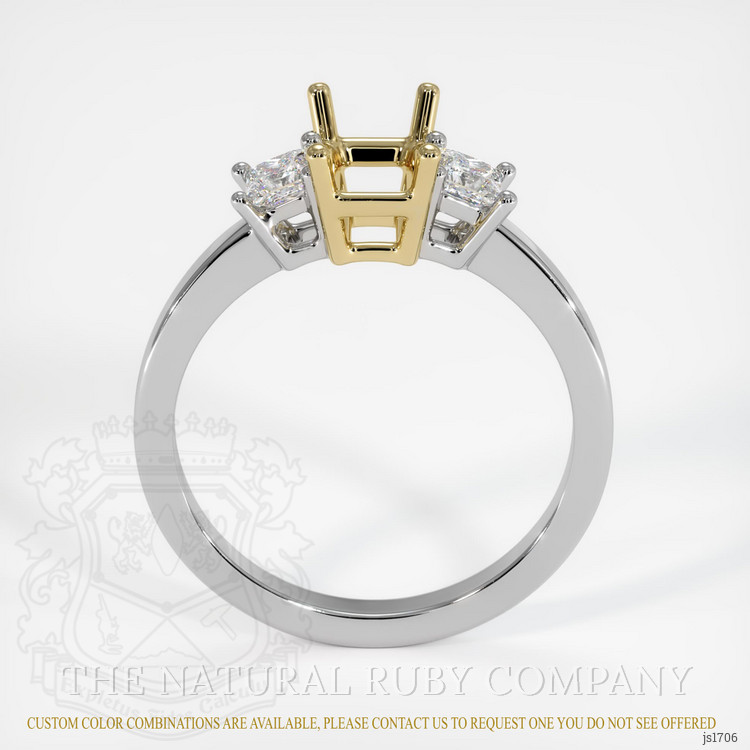14K Yellow & White Three Stone Ring Setting