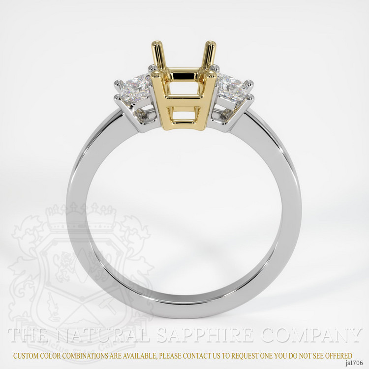 14K Yellow & White Three Stone Ring Setting