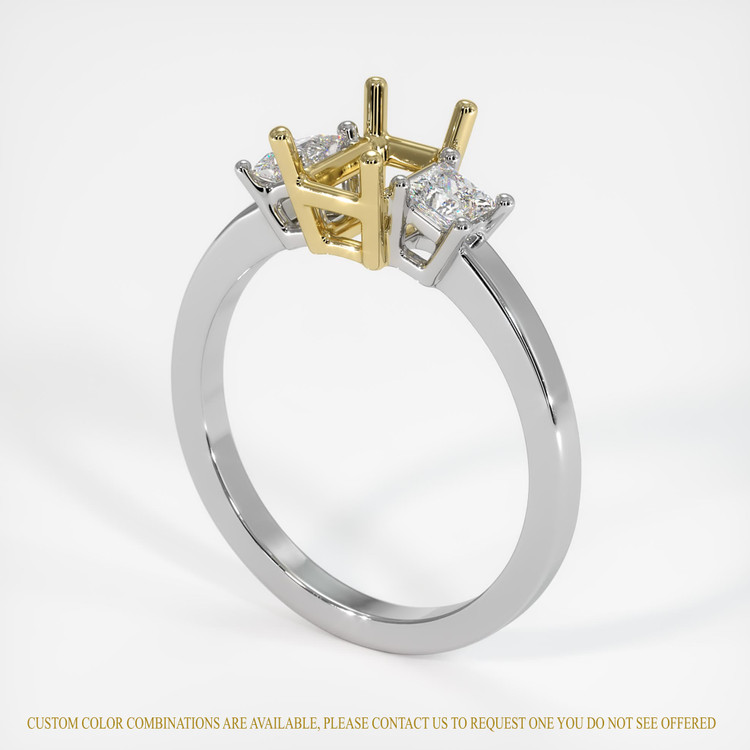 18K Yellow & White Three Stone Ring Setting