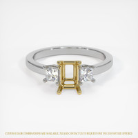 18K Yellow & White Three Stone Ring Setting Image