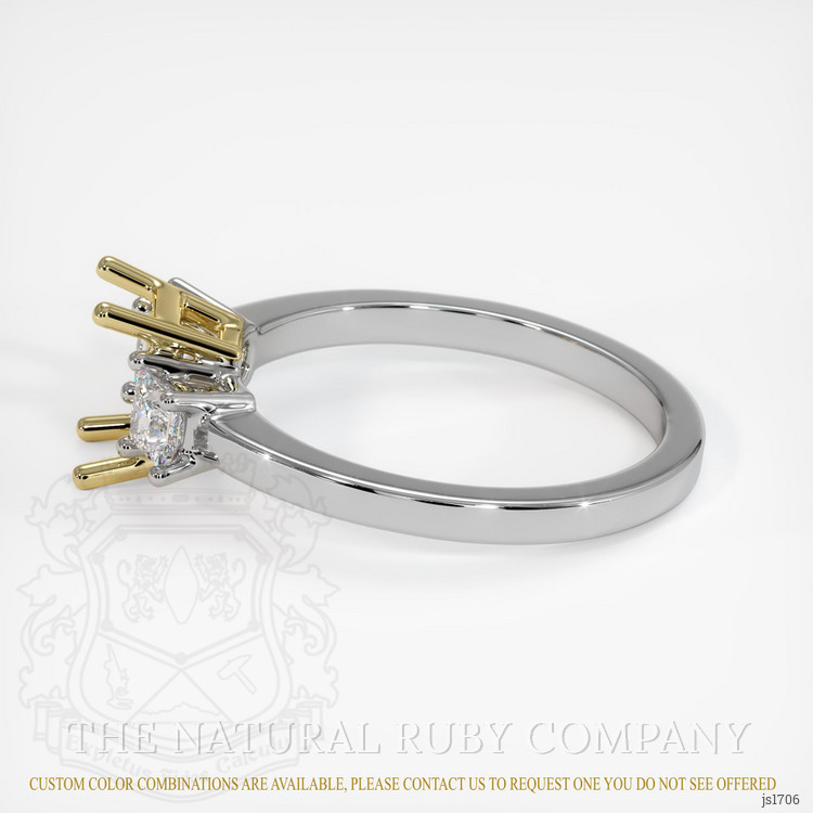 18K Yellow & White Three Stone Ring Setting