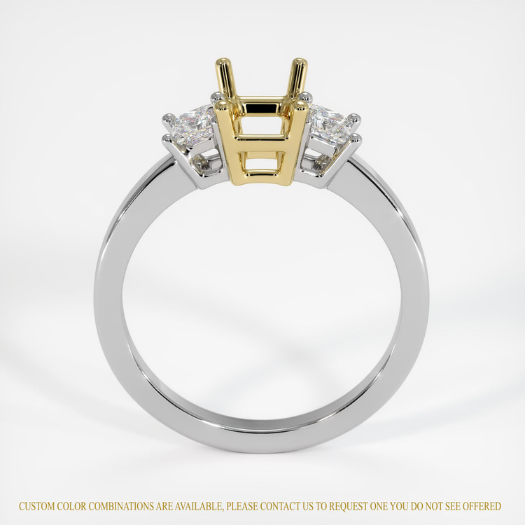 18K Yellow & White Three Stone Ring Setting