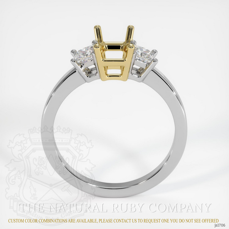 18K Yellow & White Three Stone Ring Setting