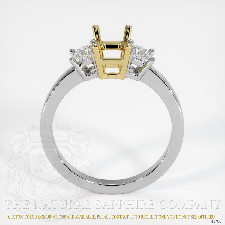 18K Yellow & White Three Stone Ring Setting