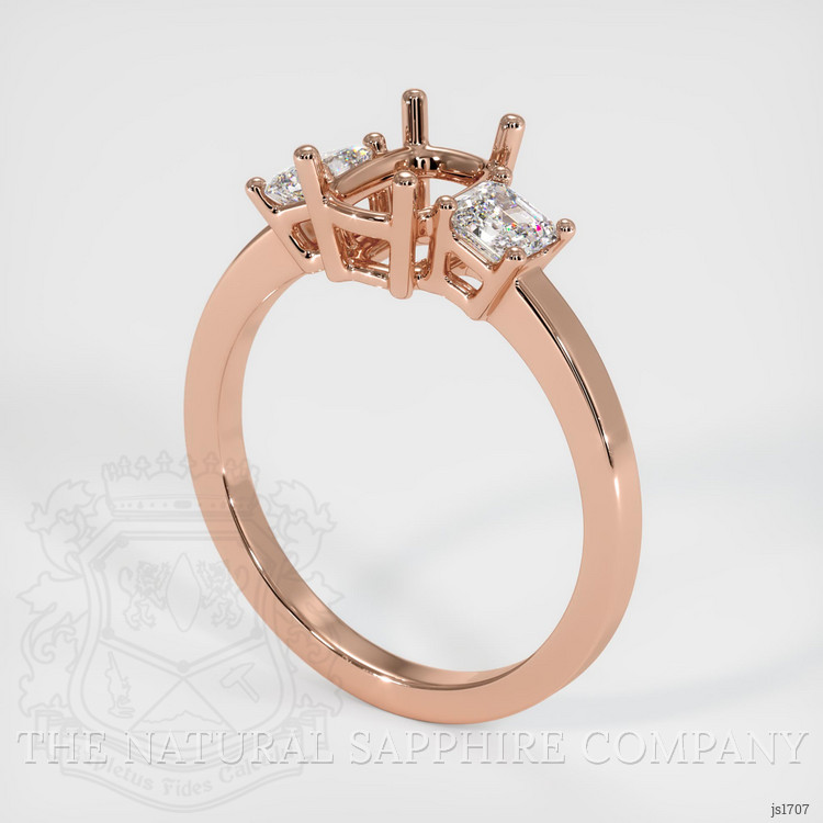 14K Rose Gold Three Stone Ring Setting