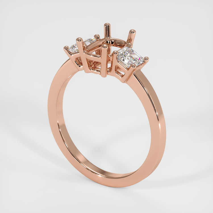 14K Rose Gold Three Stone Ring Setting