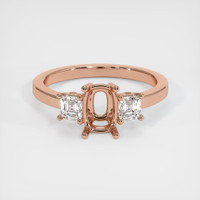 14K Rose Gold Three Stone Ring Setting Image